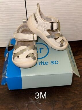 Stride Rite White and Silver Baby Walker Sandals